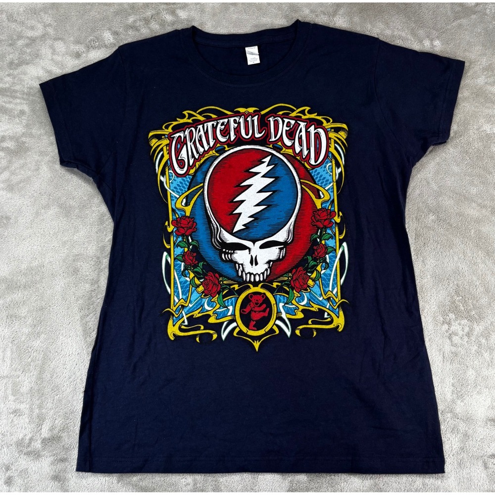 Tultex Grateful Dead T-Shirt Womens XL Navy Blue‎ Steal Your Face Graphic